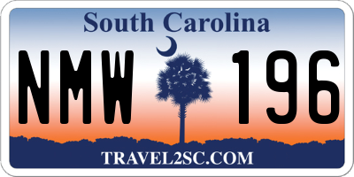 SC license plate NMW196