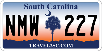 SC license plate NMW227