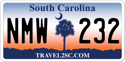 SC license plate NMW232