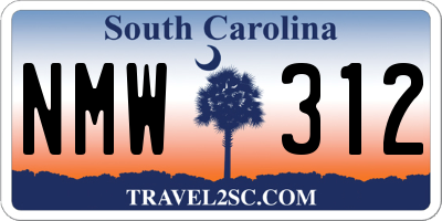 SC license plate NMW312