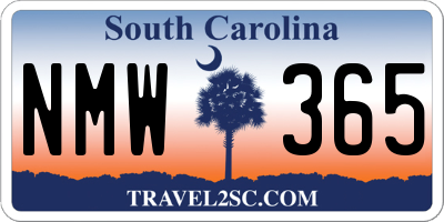 SC license plate NMW365