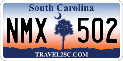 SC license plate NMX502