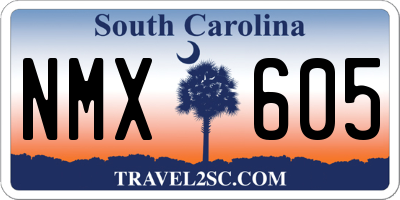 SC license plate NMX605