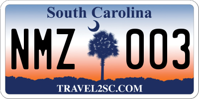 SC license plate NMZ003
