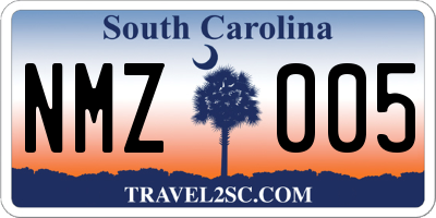SC license plate NMZ005