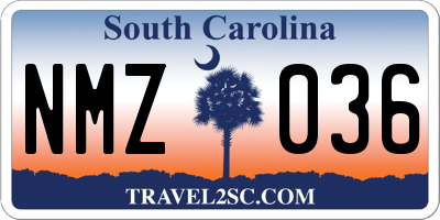 SC license plate NMZ036