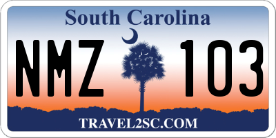 SC license plate NMZ103