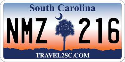 SC license plate NMZ216