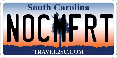 SC license plate NOCMFRT