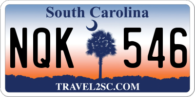 SC license plate NQK546