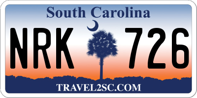 SC license plate NRK726