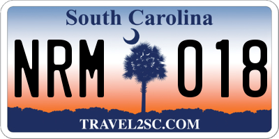 SC license plate NRM018