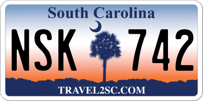 SC license plate NSK742