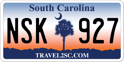 SC license plate NSK927