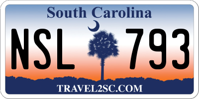 SC license plate NSL793