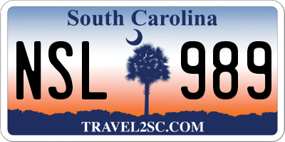 SC license plate NSL989