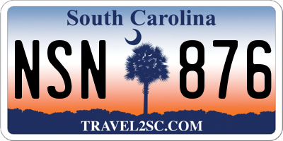 SC license plate NSN876