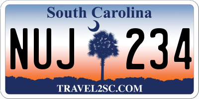 SC license plate NUJ234