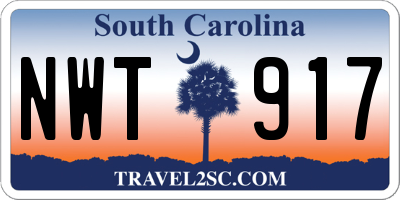 SC license plate NWT917