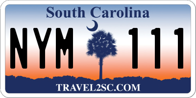 SC license plate NYM111