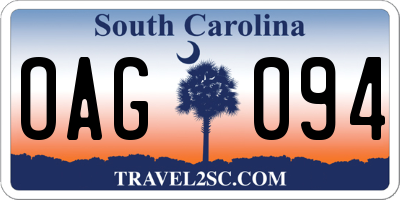 SC license plate OAG094