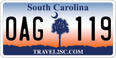 SC license plate OAG119