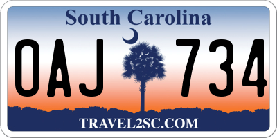 SC license plate OAJ734