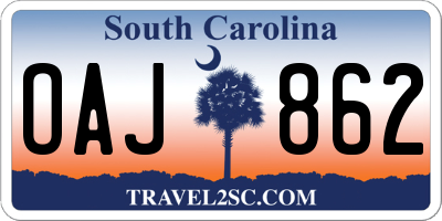 SC license plate OAJ862