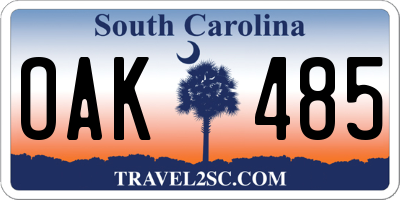 SC license plate OAK485