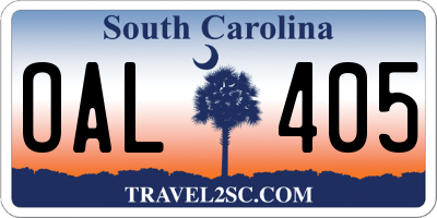 SC license plate OAL405