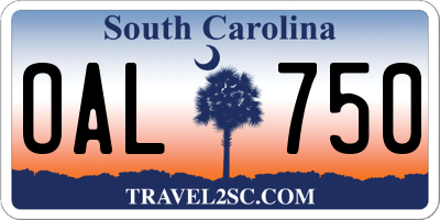 SC license plate OAL750