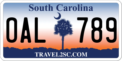 SC license plate OAL789