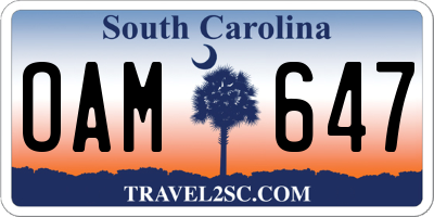 SC license plate OAM647