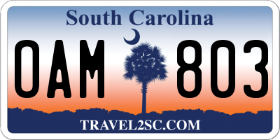 SC license plate OAM803