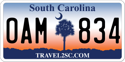 SC license plate OAM834