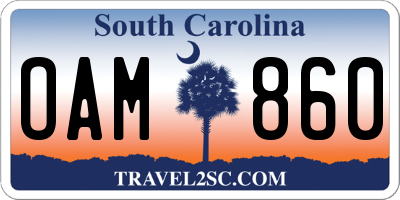 SC license plate OAM860