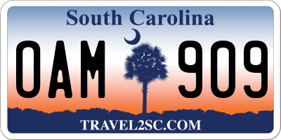 SC license plate OAM909