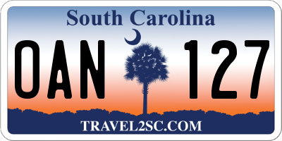 SC license plate OAN127