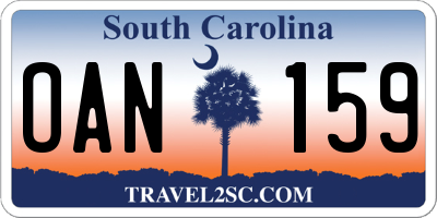 SC license plate OAN159
