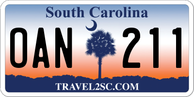 SC license plate OAN211