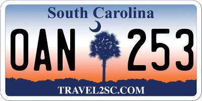 SC license plate OAN253