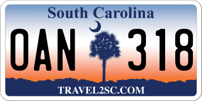 SC license plate OAN318