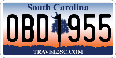 SC license plate OBD1955