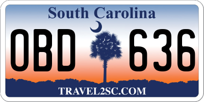 SC license plate OBD636