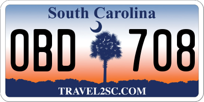 SC license plate OBD708