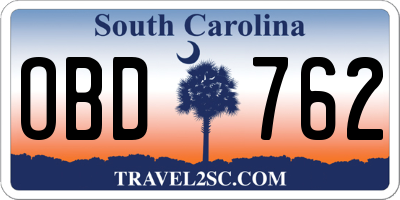 SC license plate OBD762
