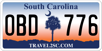 SC license plate OBD776