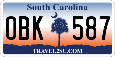 SC license plate OBK587
