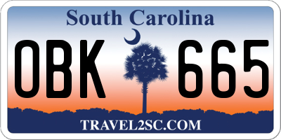 SC license plate OBK665