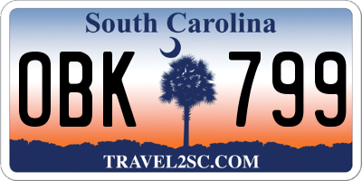 SC license plate OBK799